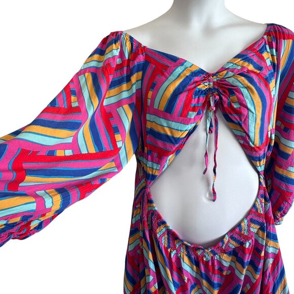 Proud Poppy Pippa Cut Out Multicolor Geometric Midi Dress Plus Size 22 - Picture 5 of 13